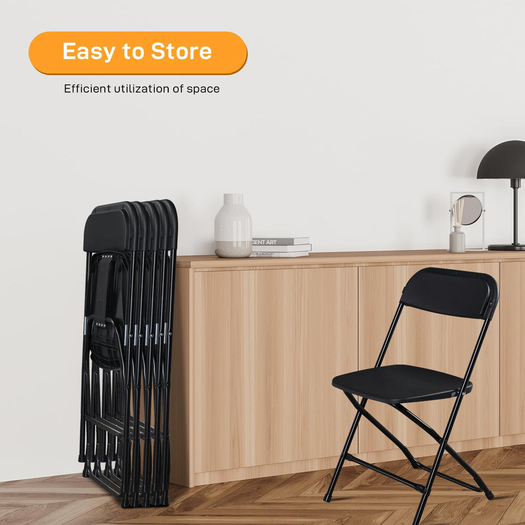 10 Pack Black Stackable Plastic Folding Chairs with Metal Legs A1631