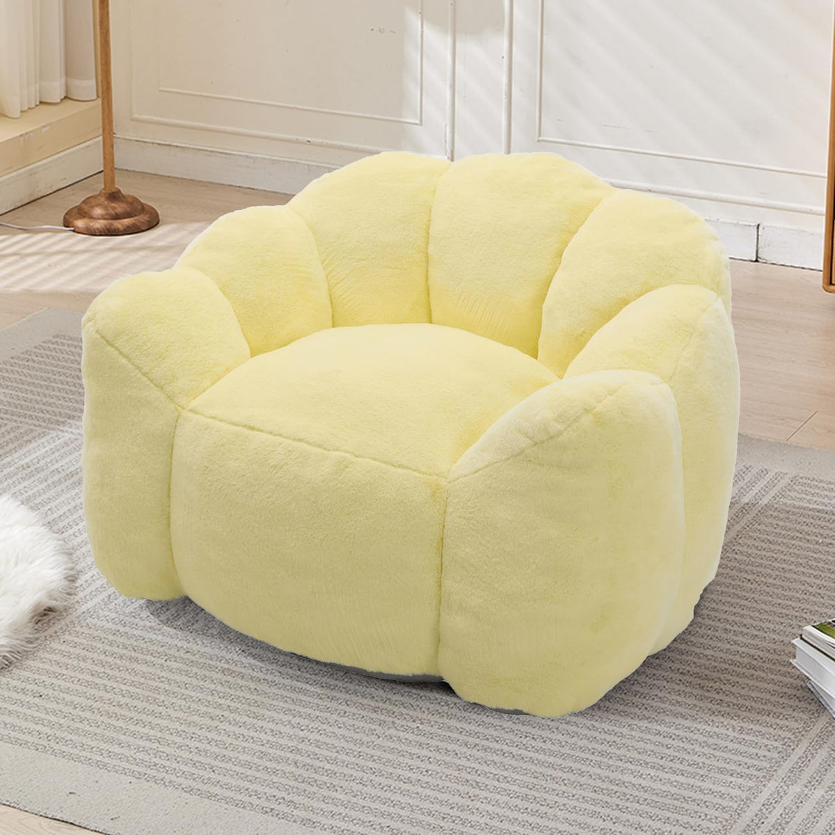Faux Fur Bean Bag Sofa with Memory Foam E4263