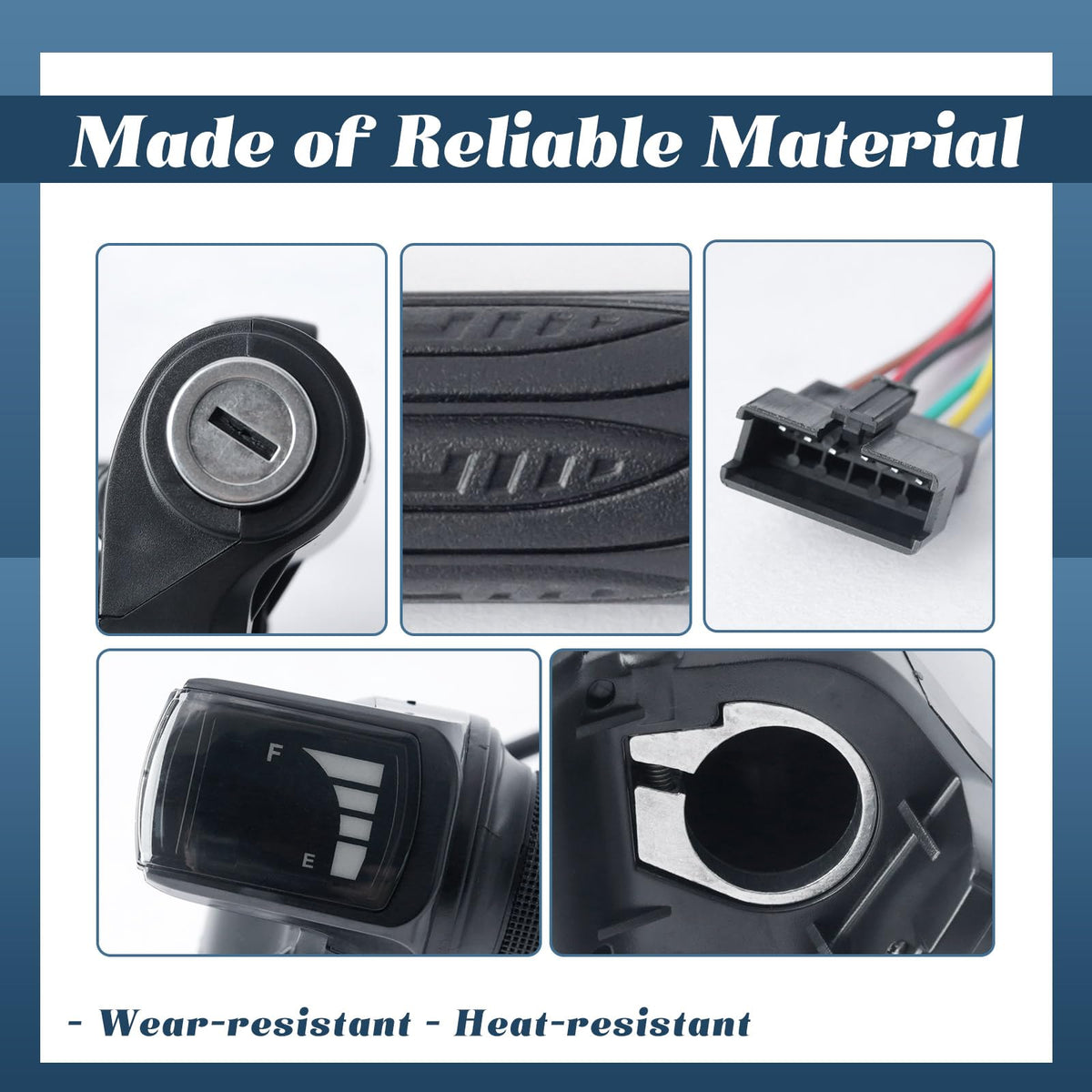 36V E-Scooter Throttle Replacement with Display Light Switch Lock 2 Keys Twist Accelerator Handle Grip 6-Pin Z836131
