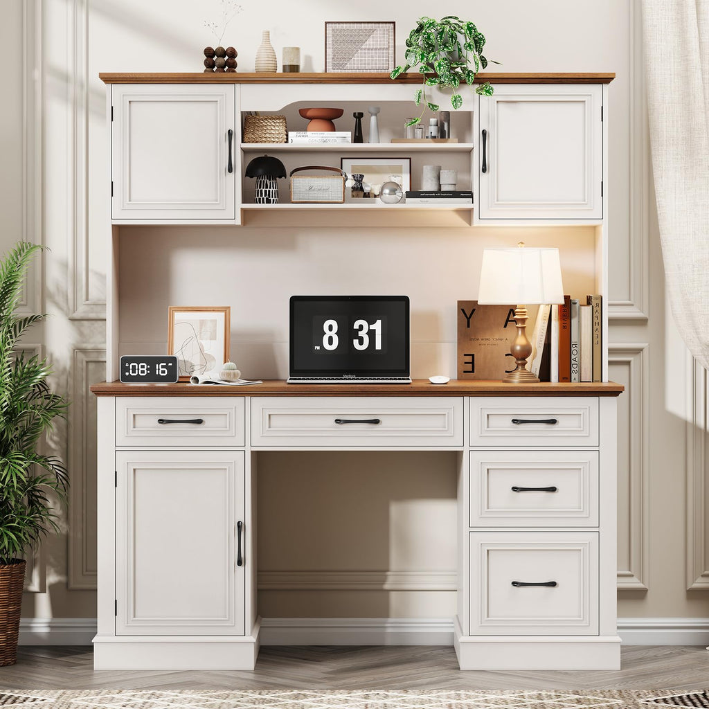 White 5 Drawer Executive Desk X9781