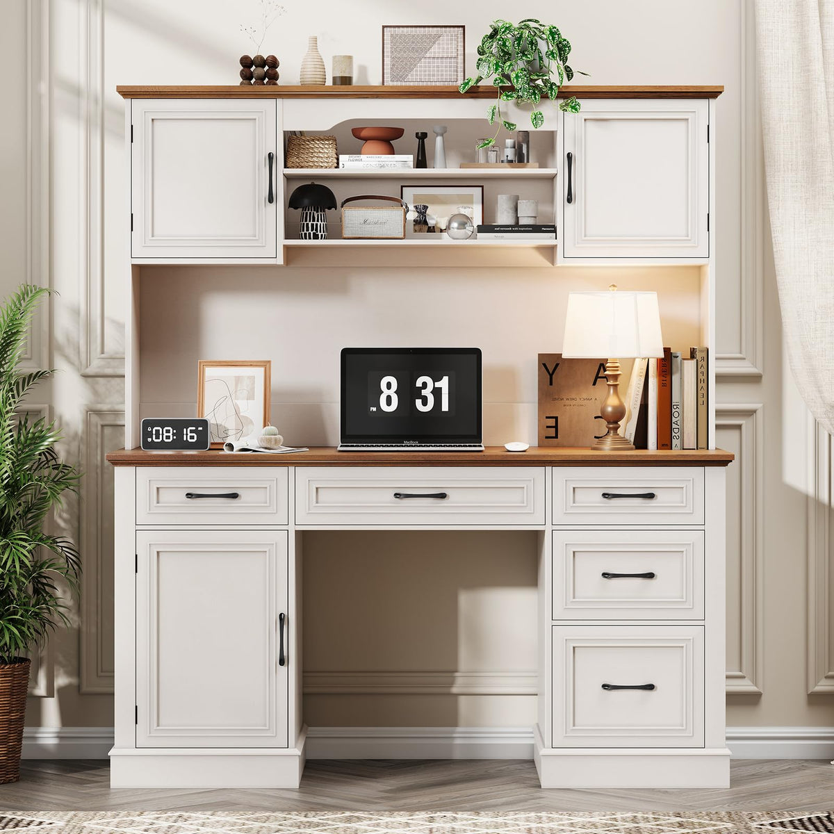 White 5 Drawer Executive Desk X9781