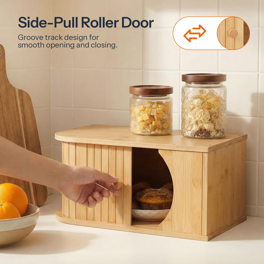 Bamboo Bread Box with Roller Door G941