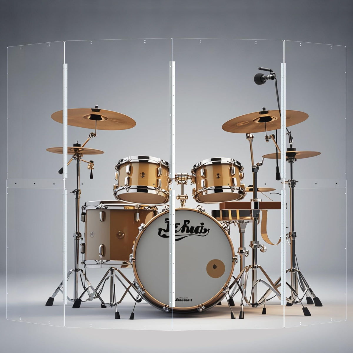 Portable 4 Panels 2ft x 5ft Acrylic Drum Shield W4078