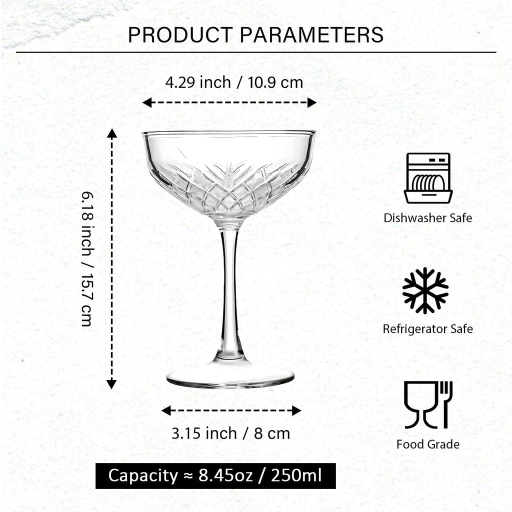 Martini Glasses Set of 4 Stemmed 8 Oz E356