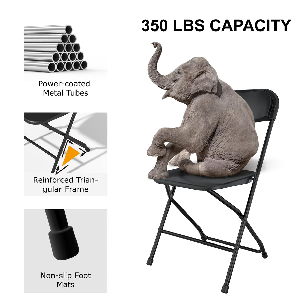 Black Folding Chairs 10 Pack H430756