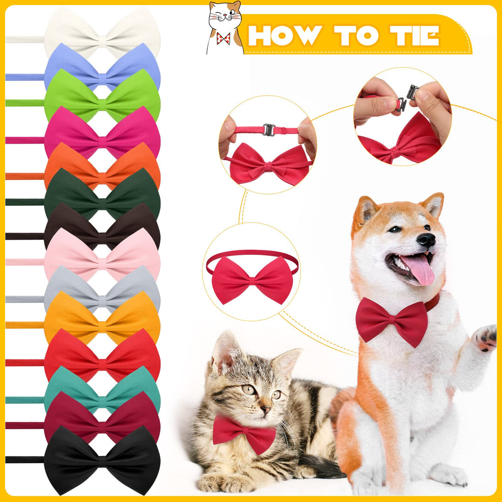 120 Pcs Dog Bow Ties with Adjustable Collar P19366