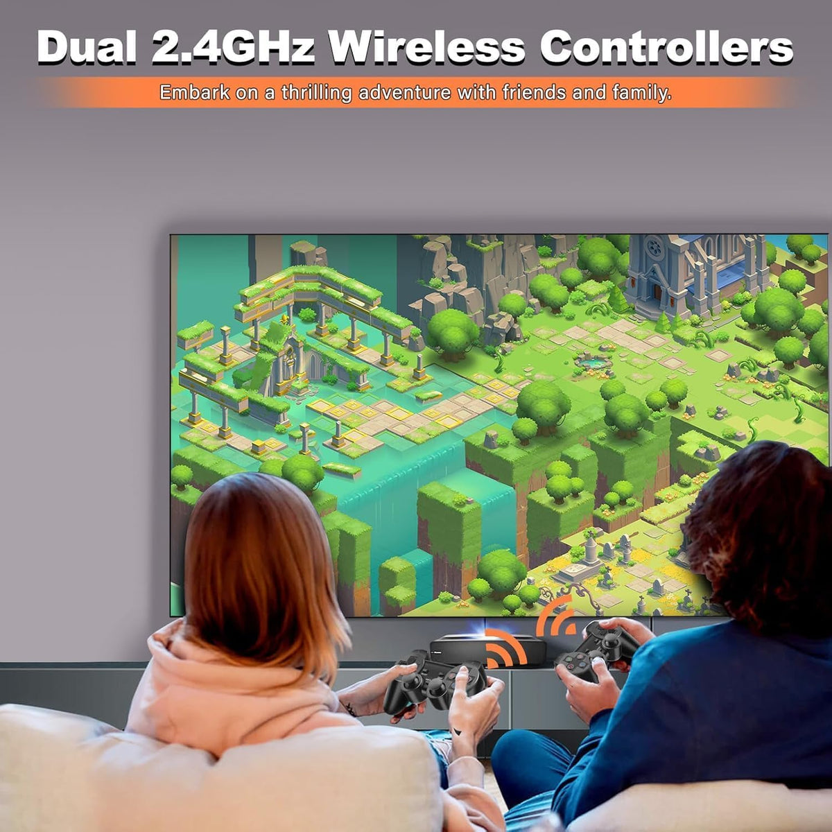 Retro Gaming Console with Dual Wireless Controllers 4K HDMI Output 64GB V3539