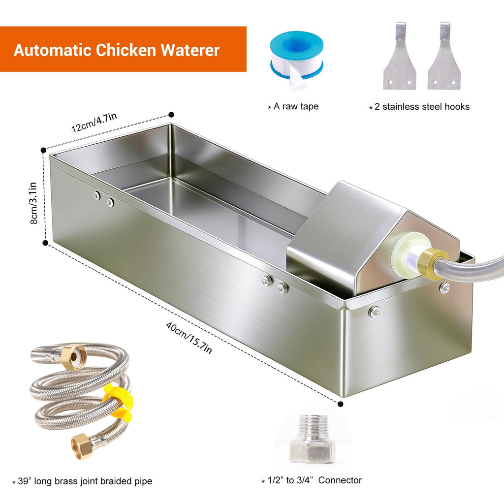 1 Gallon Stainless Metal Automatic Chicken Waterer Dispenser A160505