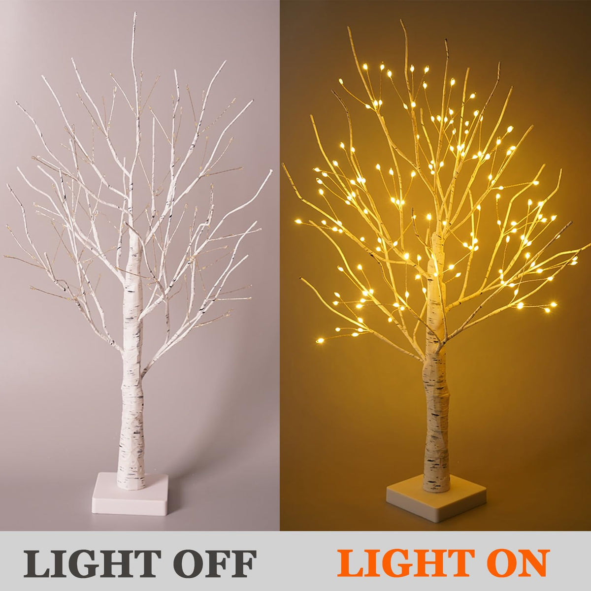 24" 2FT White Birch Tree with 144 LED Lights O611