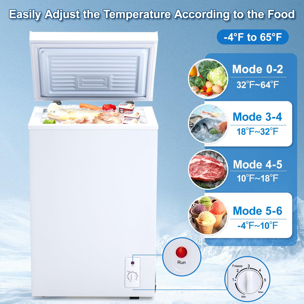 3.5 Cu.Ft White Chest Freezer with Basket S187919