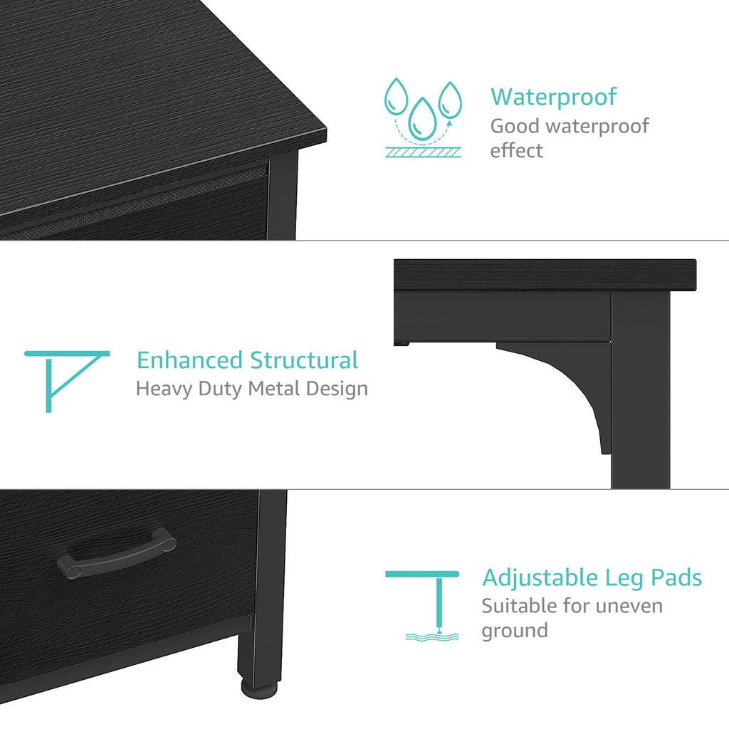 Black 47 Inch Computer Desk with File Drawers Cabinet Z316719