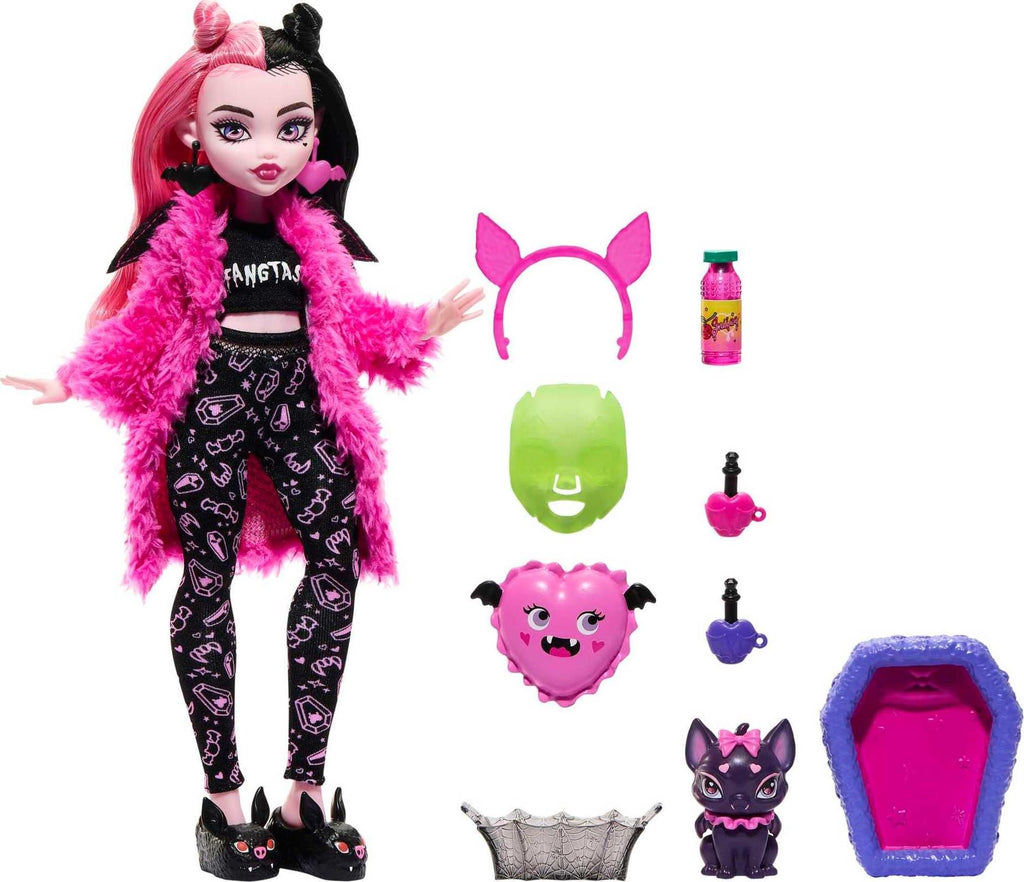Monster High Doll Set with Pet Bat, Sleepover Clothes & Accessories G2600