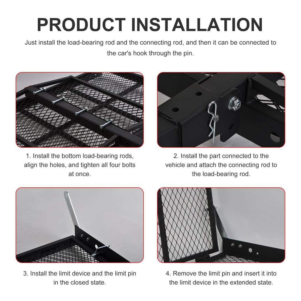 Folding Wheelchair Scooter Carrier Rack 250KG Ramp Hitch Mount T752419
