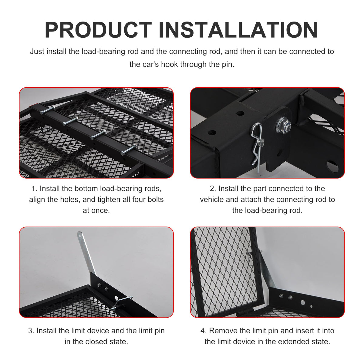 Folding Wheelchair Scooter Carrier Rack 250KG Ramp Hitch Mount T752419