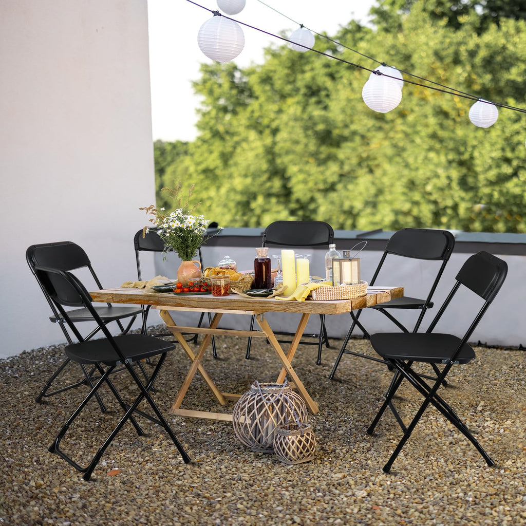 10 Pack Black Stackable Plastic Folding Chairs with Metal Legs A1631