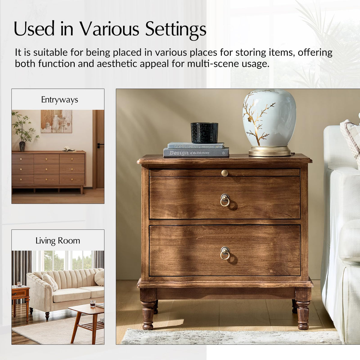 2-Drawer End Table with Charging Station A144