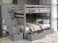 Full Over Full Gray Bunk Beds with Drawers G709771