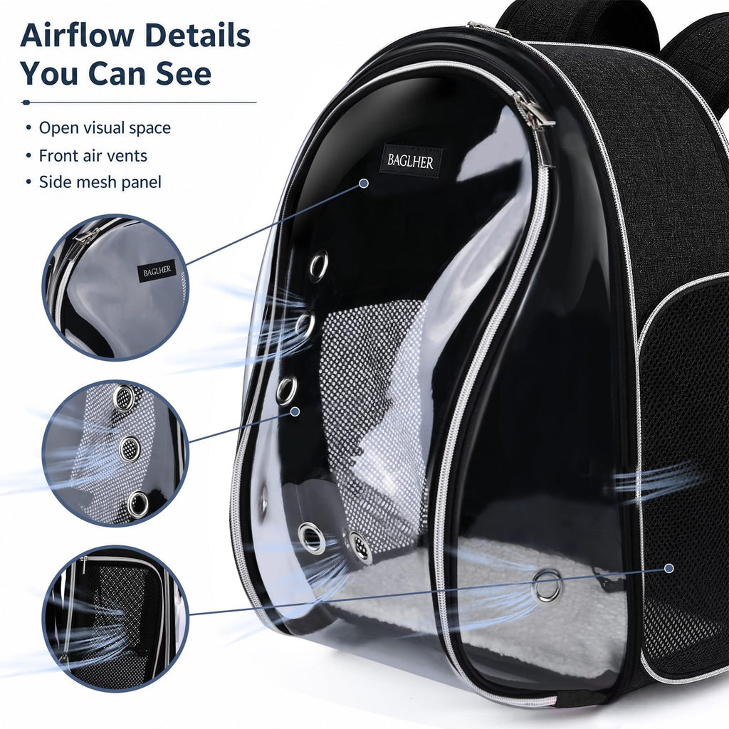 Cat Carrier Backpack Bubble 18 Lbs Black W7926