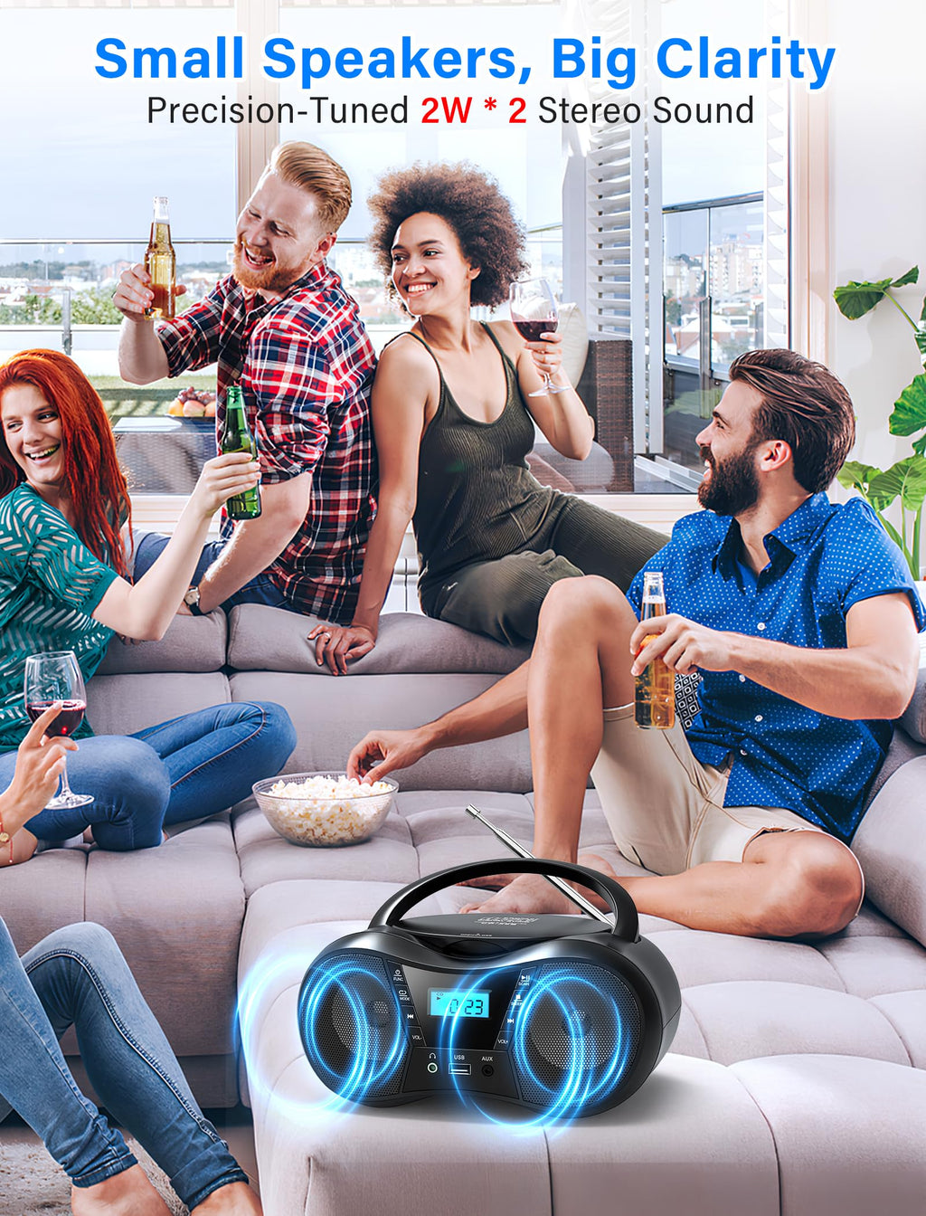 Portable Boombox CD Player with Bluetooth S168