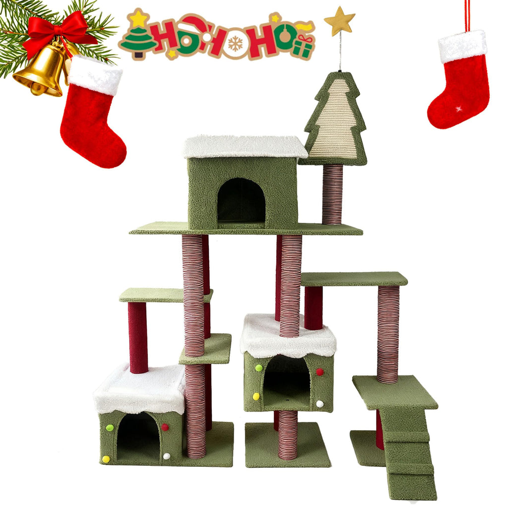 60 Inch Extra Large Cat Tree with 3 Condos and Climbing Ladder Q87789