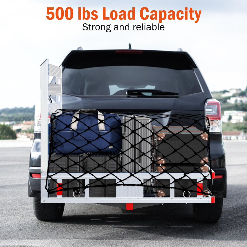 Aluminum Hitch Cargo Carrier with Ramp, 50" x 29.5" x 8.7", 500lbs Capacity S2528