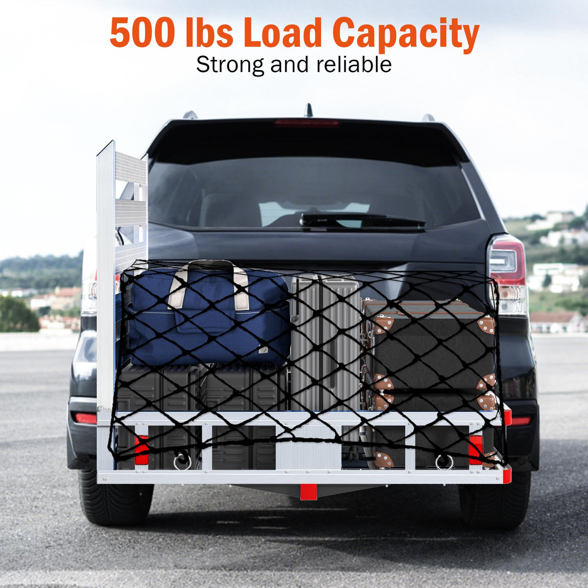 Aluminum Hitch Cargo Carrier with Ramp, 50" x 29.5" x 8.7", 500lbs Capacity S2528