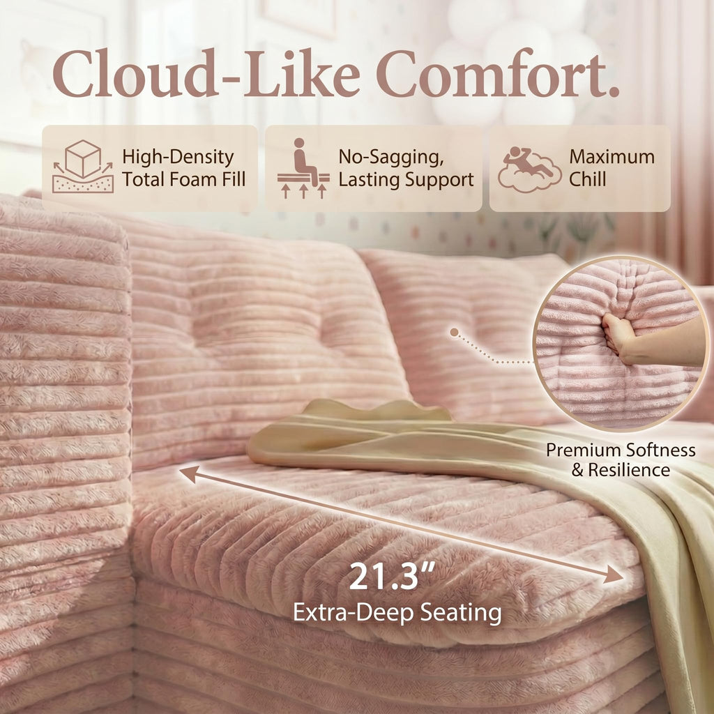 78.7" Pink Memory Foam Futon Sofa Bed A480