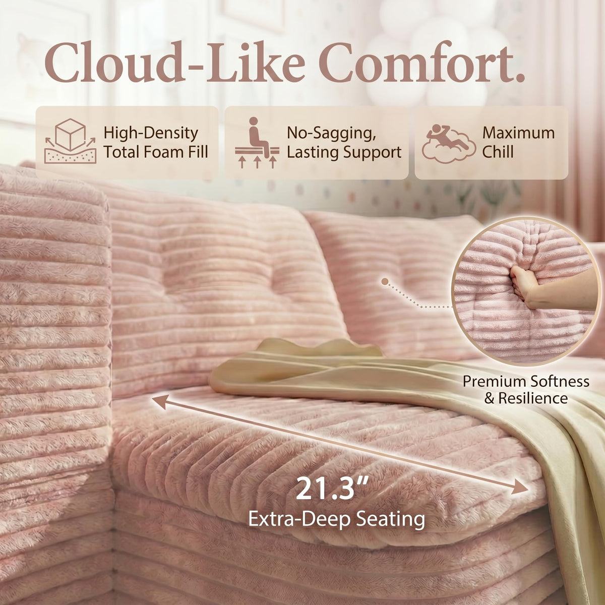 78.7" Pink Memory Foam Futon Sofa Bed A480