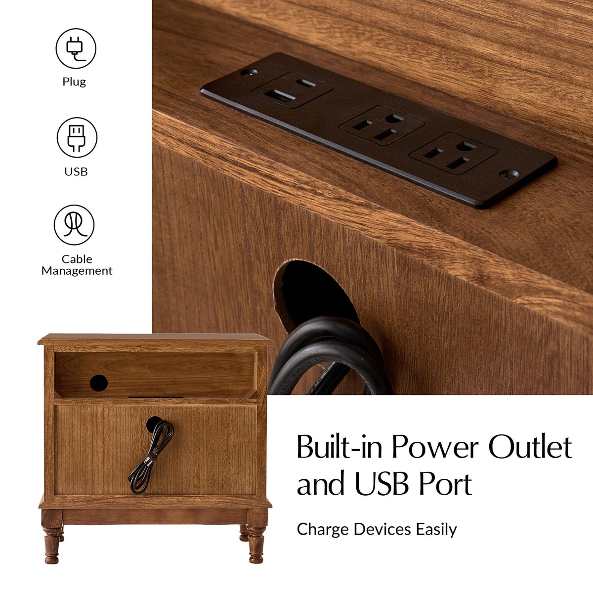 2-Drawer End Table with Charging Station A144