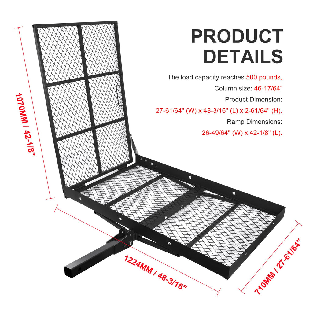 Folding Wheelchair Scooter Carrier Rack 250KG Ramp Hitch Mount T752419