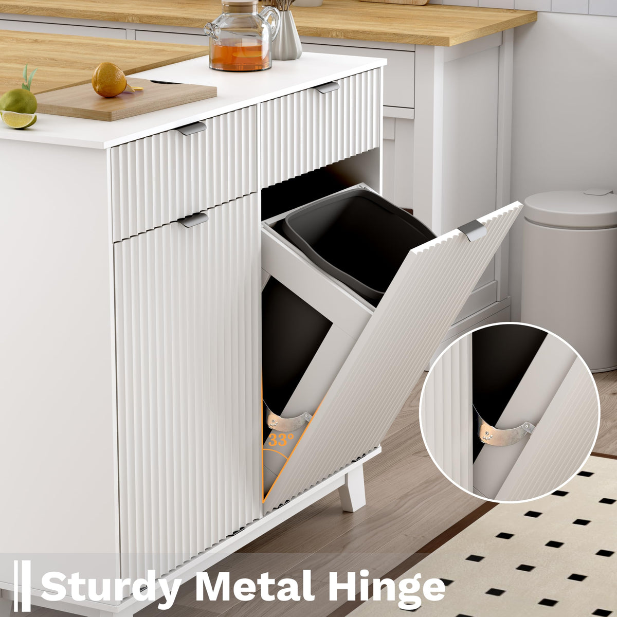 10 Gallon Tilt Out Trash Can Cabinet with Storage Drawer T140