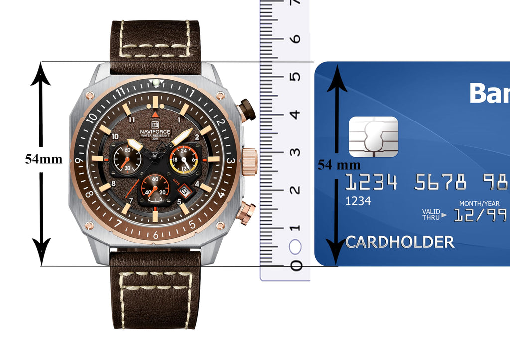 Men's Square Big Face Waterproof Chronograph Leather Strap Watch F68526