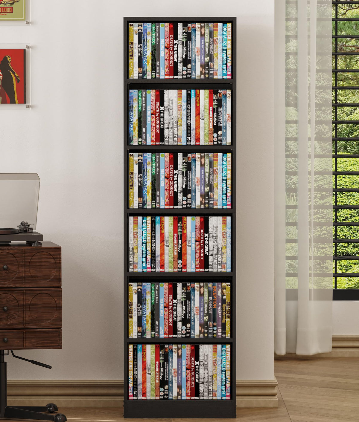 6 Tier Black Adjustable Media Shelf T97438