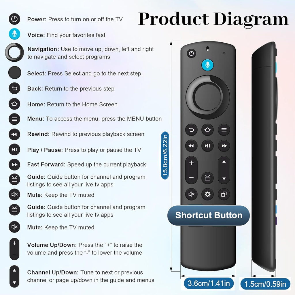 Voice Remote Replacement for Fire TV Stick and Smart TVs G72606