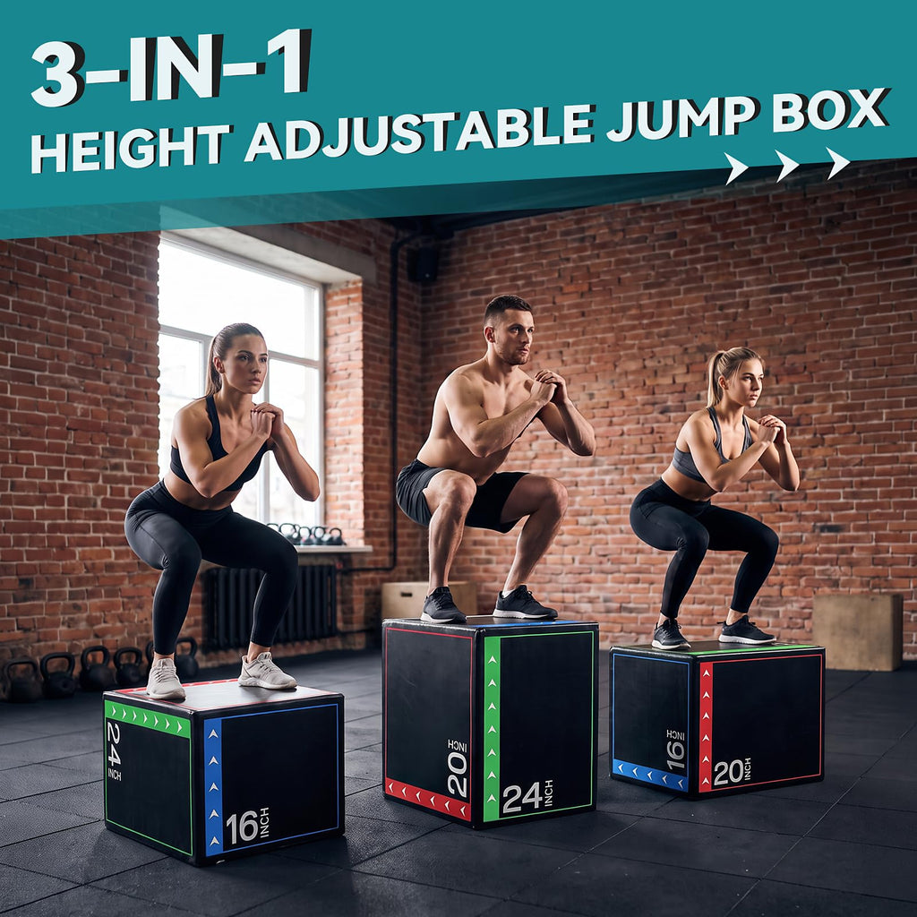 3-in-1 Non-Slip Cushioned Plyometric Jump Box P1719
