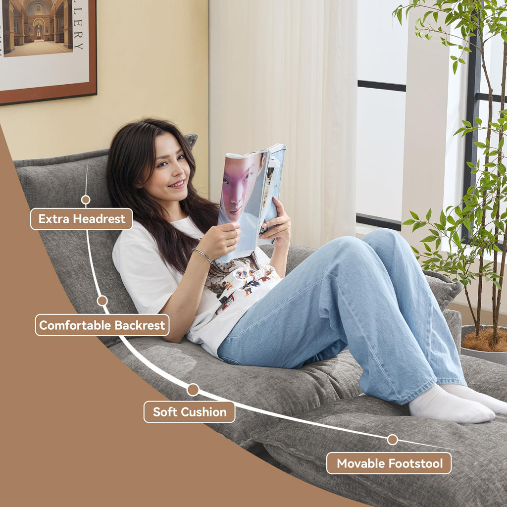 Oversized Chenille Sofa Chair with Ottoman L96466