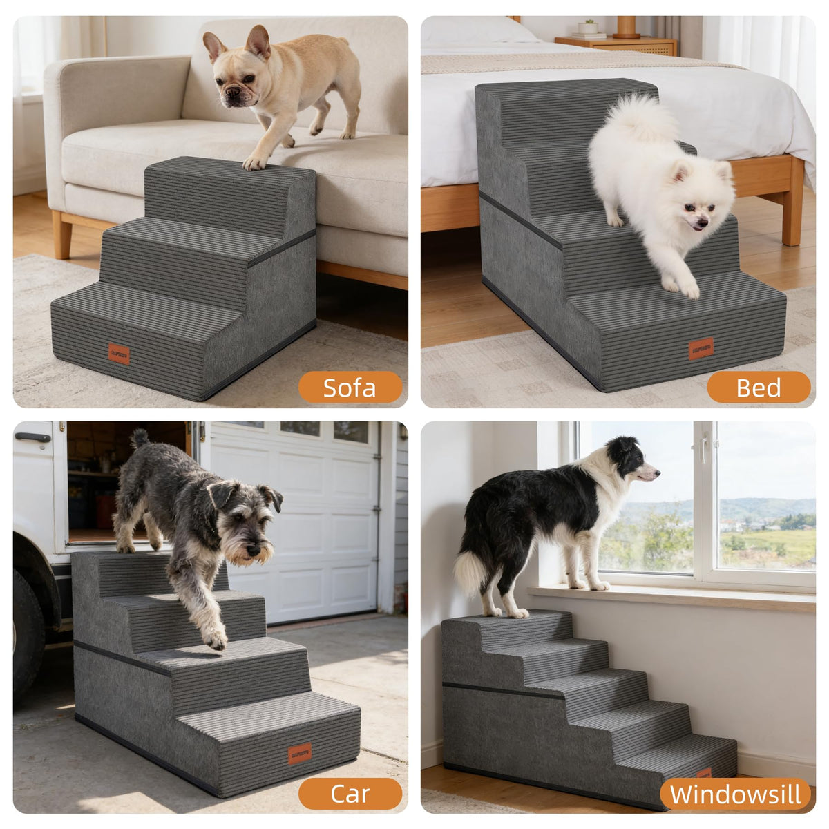 3-Step Non-Slip Dog Stairs with Washable Cover T87082