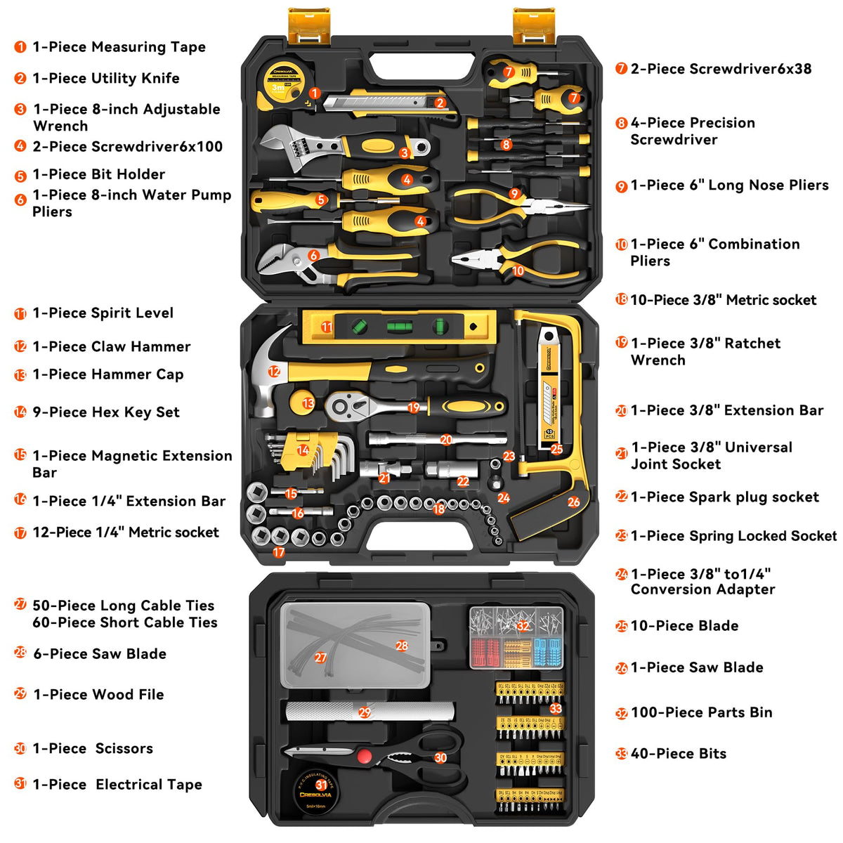 328 Piece Hand Repair Tool Kit with Storage Case S741863