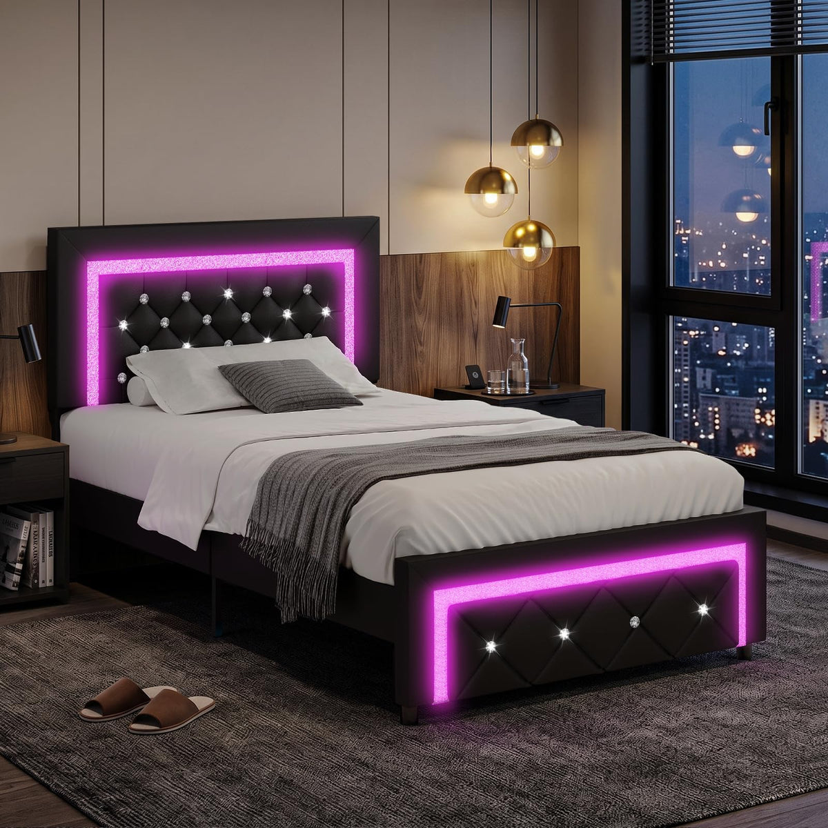 Twin Bed Frame with LED Lights K470