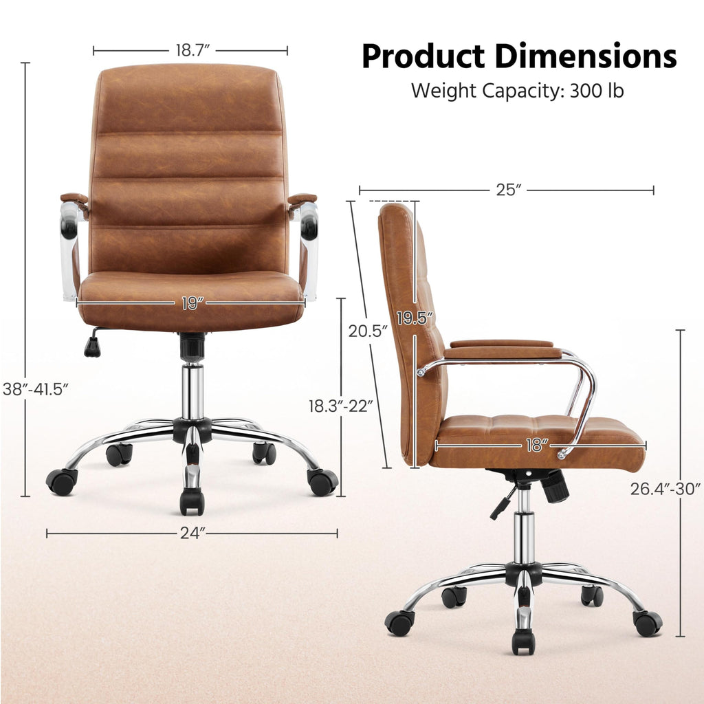 Brown PU Leather Office Chair with Arms M9777