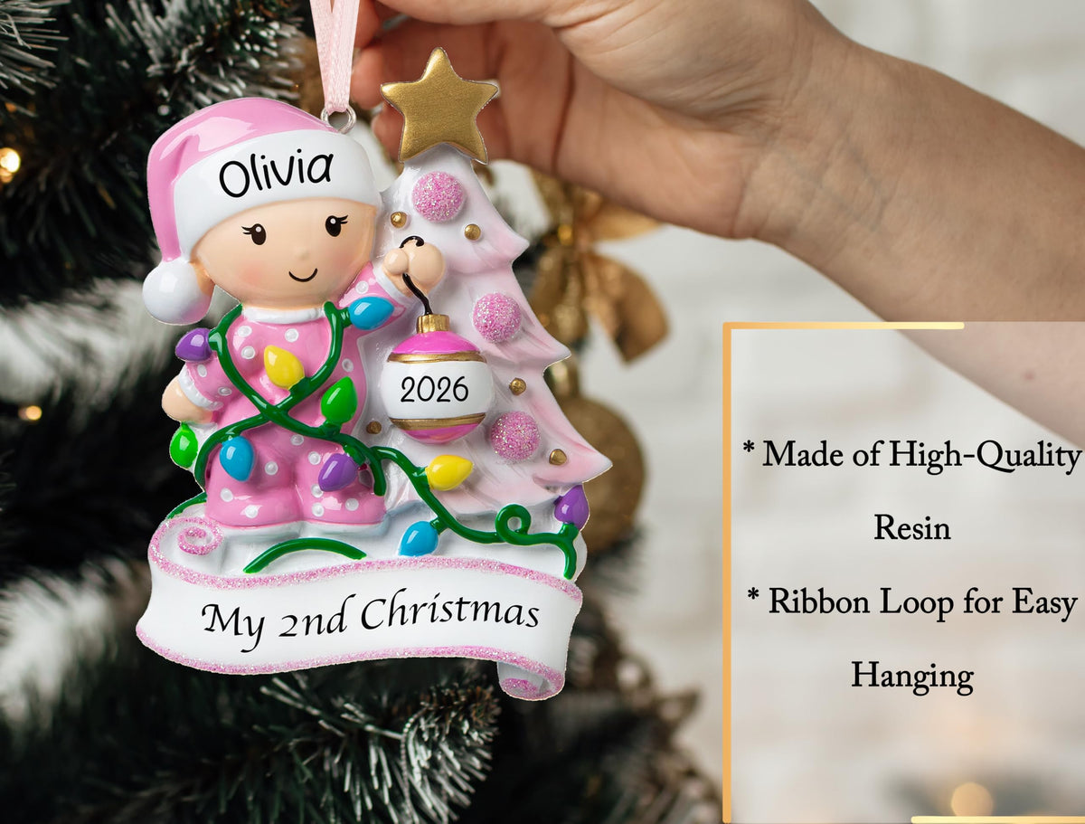 Baby's Second Christmas Ornament 2026 Pink H8749