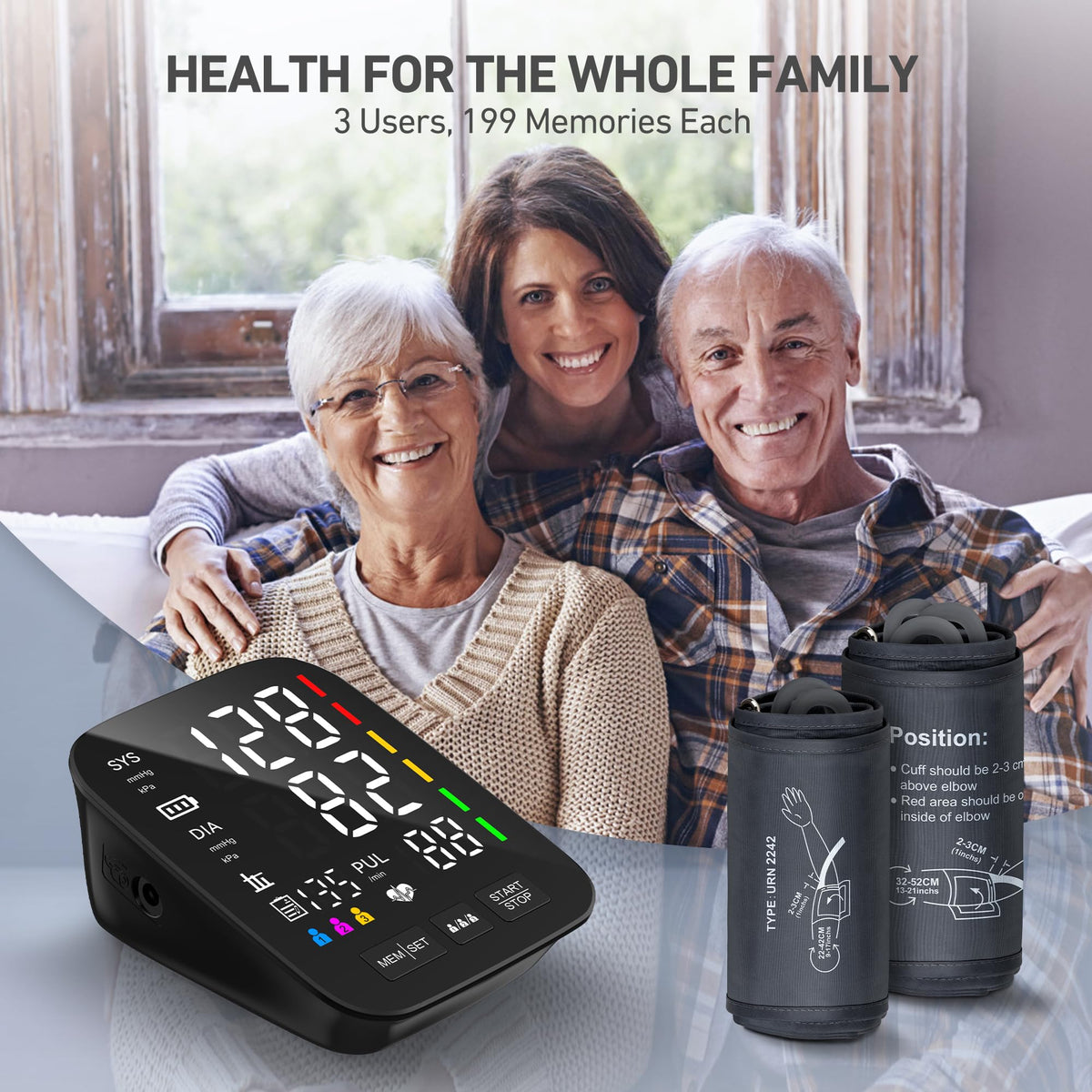 Blood Pressure Monitor with 2 Size Cuffs A179123
