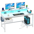 White Computer Desk with Power Outlet G905