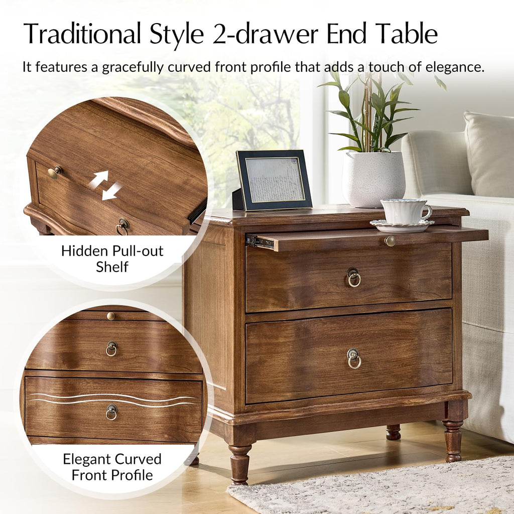2-Drawer End Table with Charging Station A144