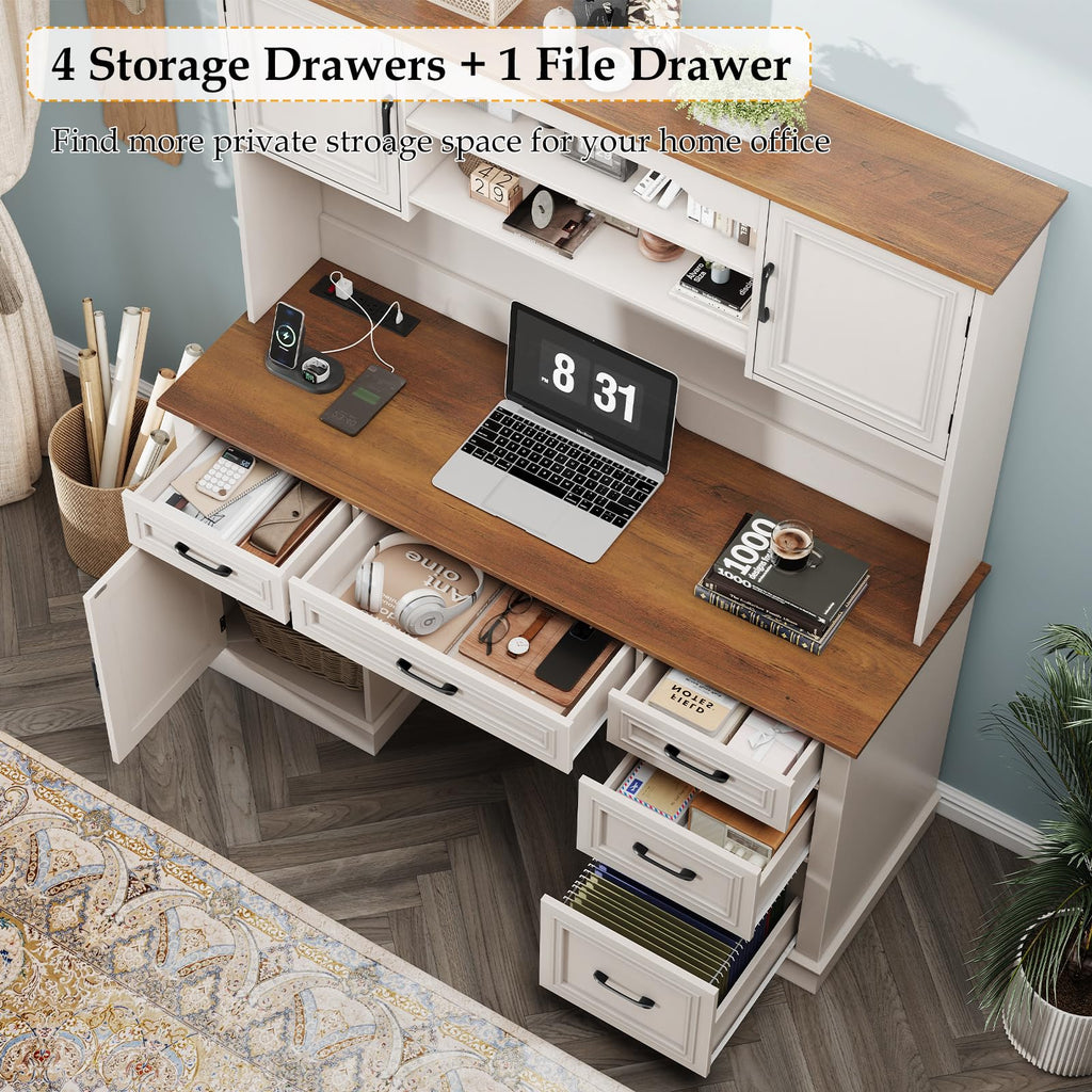 White 5 Drawer Executive Desk X9781