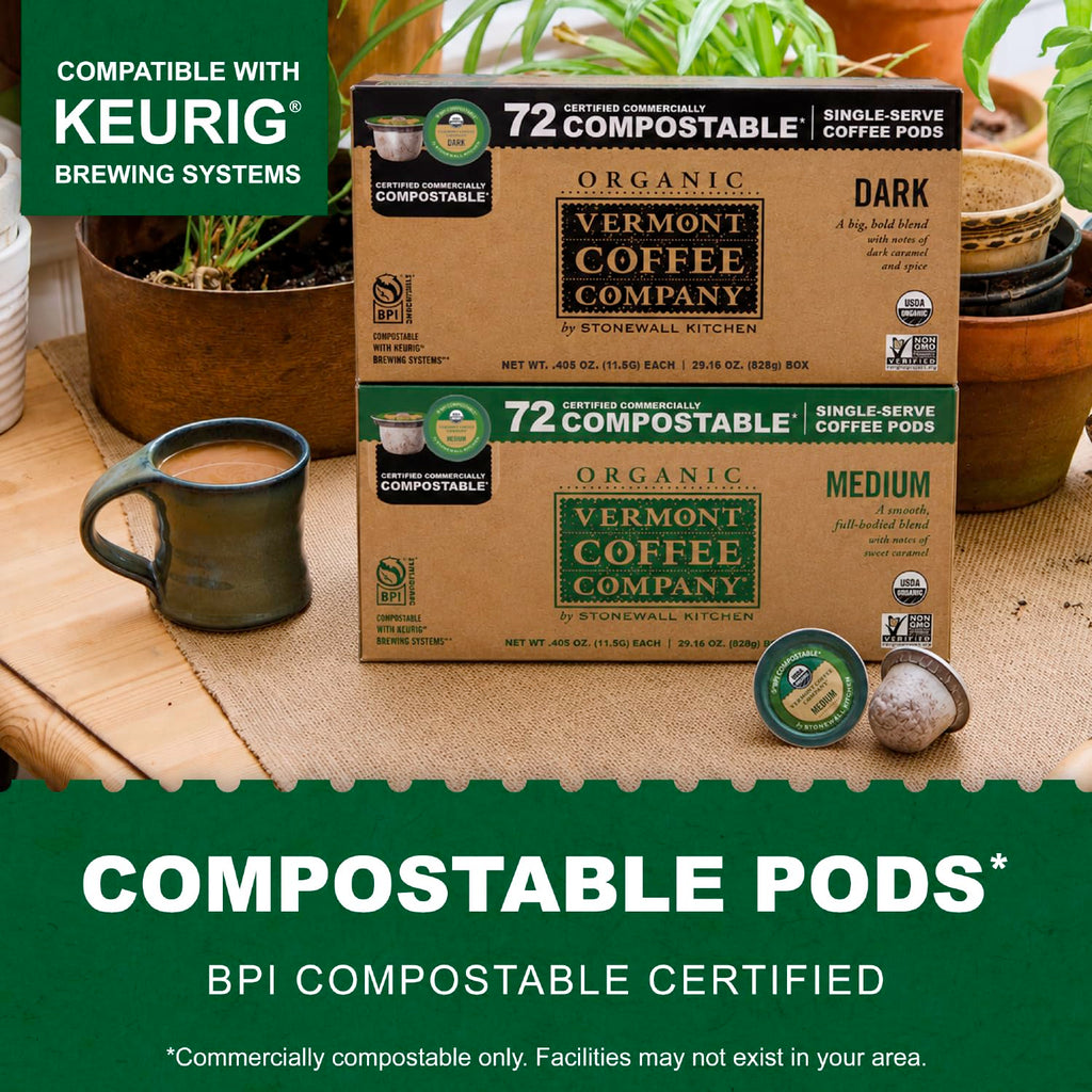 Organic Medium Roast Compostable Coffee Pods, 10CT K617