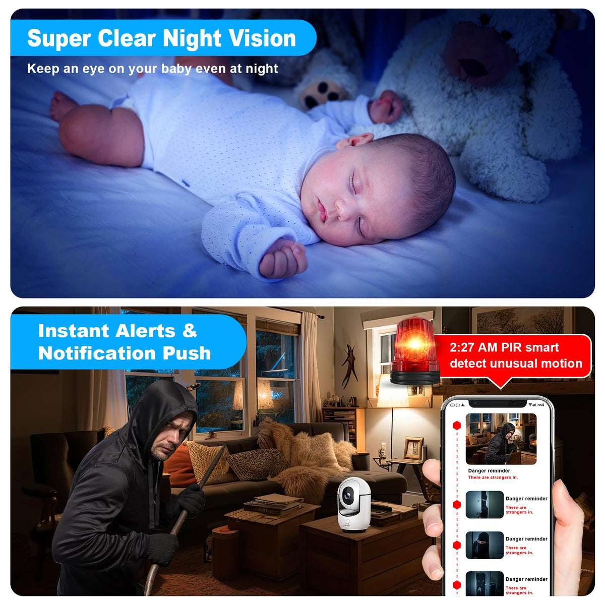 2K Pan/Tilt WiFi Indoor Security Camera with 2-Way Audio V348