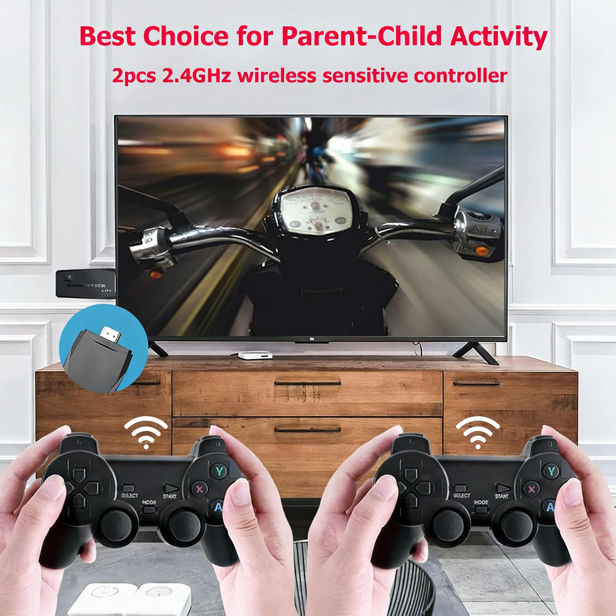 Wireless Retro Game Console 128G Plug & Play Video Game Stick with 2.4G Wireless Controller W337