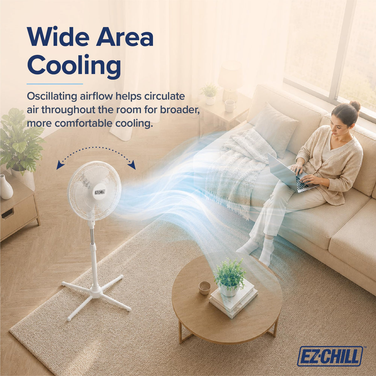 16" Oscillating Pedestal Fan White O2090