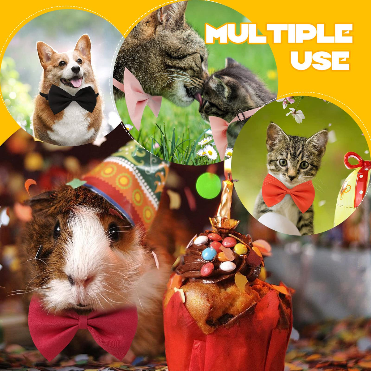 120 Pcs Dog Bow Ties with Adjustable Collar P19366